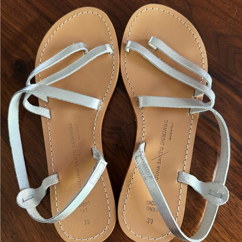 Italian Leather Silver Strappy Sandals